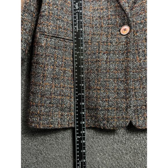 J'Envie Sport Blazer Jacket Womens 14 Gray Brown Tweed Plaid Made in USA Lined - Picture 7 of 7